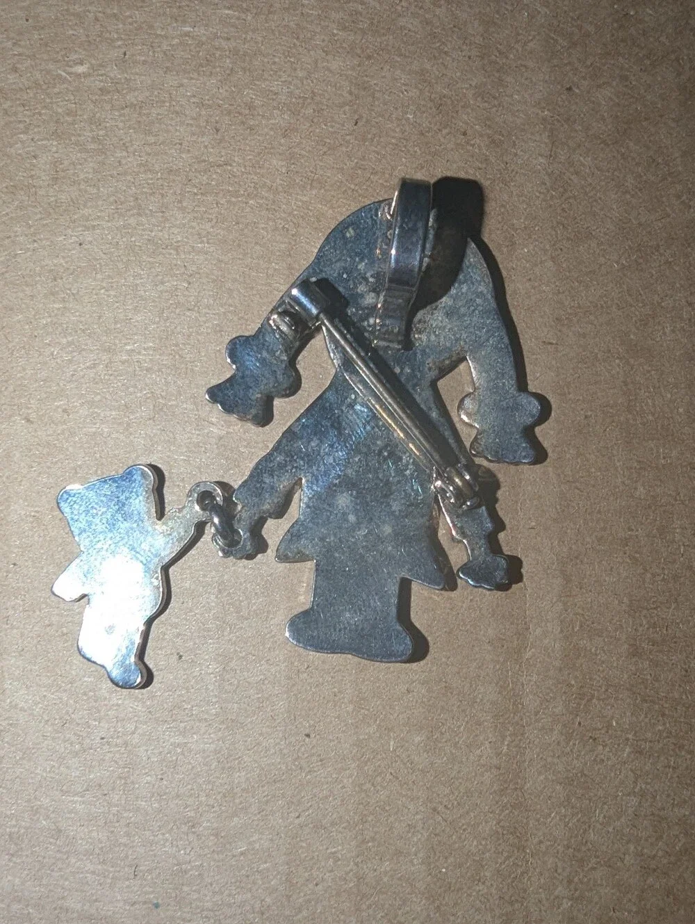 Girl Holding Teddy Bear  Brooch Pin